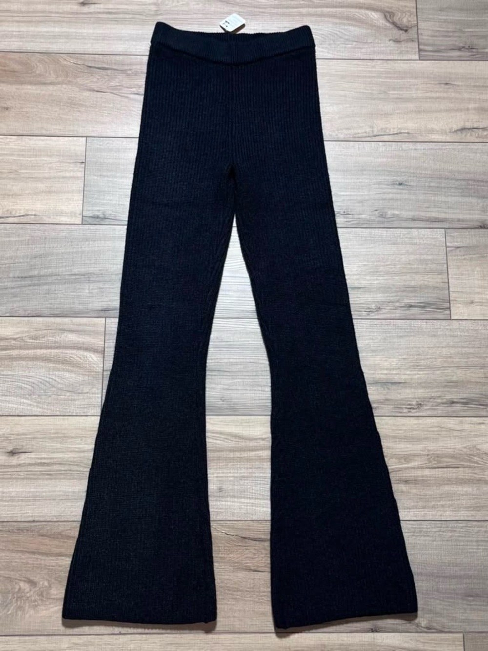 Fashion Nova Womens Ribbed Knit Pull-On Flare Pants Size Small‎ Black